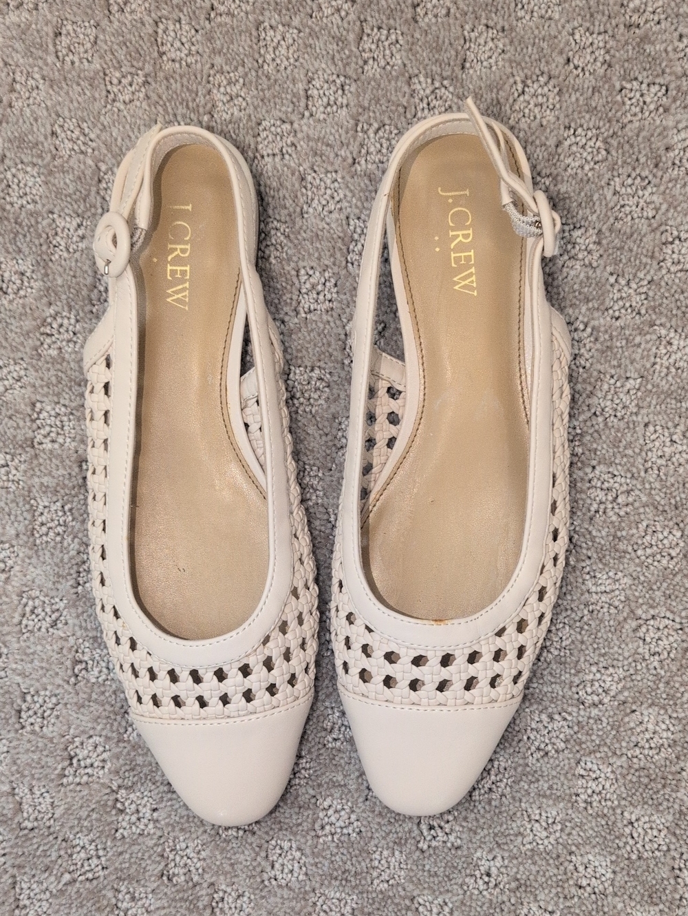 J.Crew Factory Woven Slingback Flats In Dusty Ivory Color